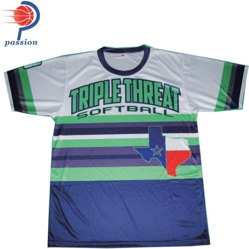 Blue Green Custom Names and Numbers #3 Crew Neck Softball Shirt