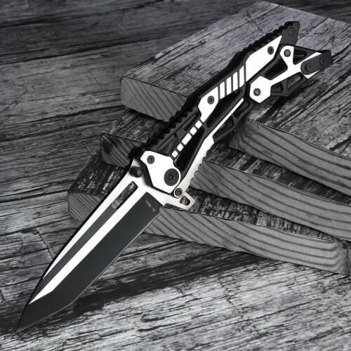 Folding Knife Hunting Stainless Steel Tactics Pocket Knife Outdoor Self-defense Mechanical Folding Blade Knife Portable EDC Tool