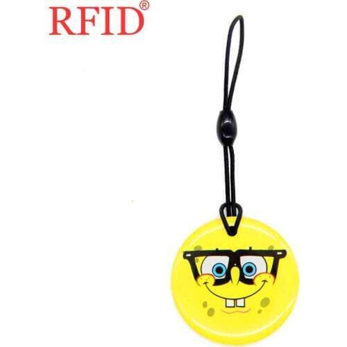 UID S50 1K 13.56Mhz IC Card Rewritable Changeable RFID Key Fobs Key Cartoon Circular Smiley Face Token Tag Access Control Card 1