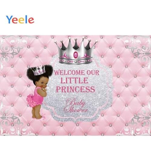 Yeele Baby Party Imperial Crown Pair Flowers Pink Baby Show Decoration Photographic Backgrounds Party Backdrops For Photo Studio