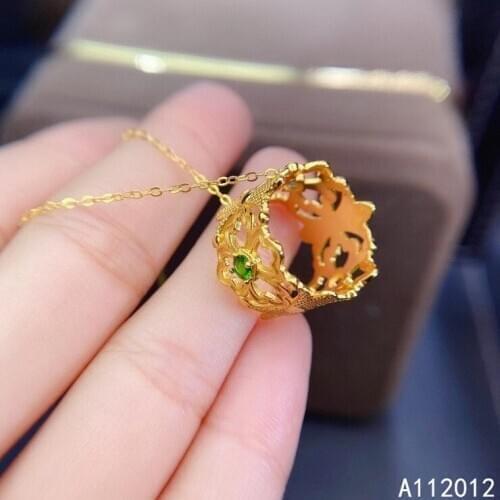 KJJEAXCMY fine Jewelry 925 Sterling Silver Natural tourmaline Girl new trendy Pendant Necklace Support Test Chinese style