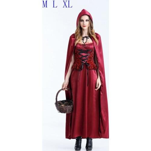 2021 Medieval Women Renaissance Sexy Queen Red Dress Hooded Cloak Coat Gothic Palace Dress Carnival Halloween Costume for Women
