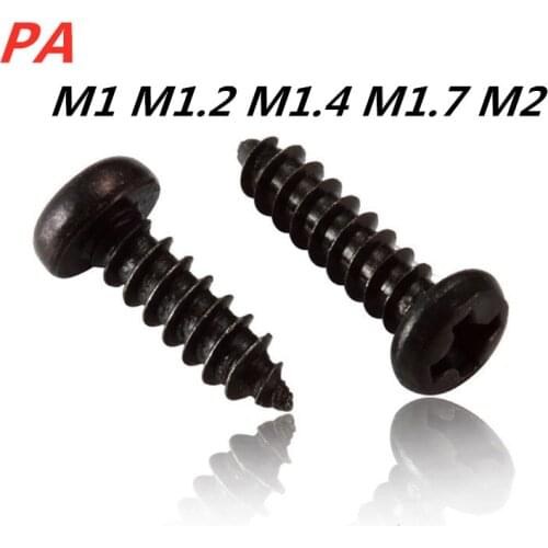 100pcs M1 M1.2 M1.4 M1.7 M2 PA Phillips Head Micro Laptop Screws Pan Head Self-tapping Screw