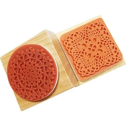 12Pcs/lot Retro Clear Stamp Square Lace Wooden Rubber Stamp Scrapbook DIY Floral Decoration Stamp High Quality Wholesale