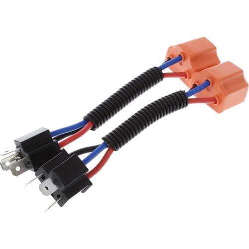 2Pcs H4 9003 Ceramic Wire Harness Plug Cable Headlights Connector Extension New Connector for fog light/daytime light bulbs
