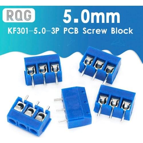 20PCS/LOT KF301-3P KF301-5.0-3P KF301 Screw 3Pin 5.0mm Straight Pin PCB Screw Block Blue