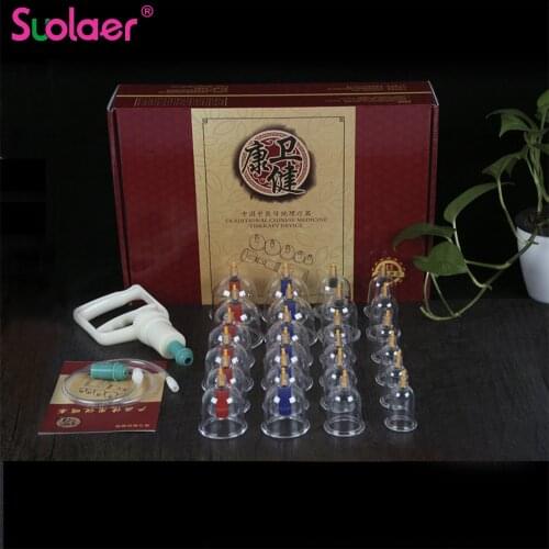 24 Cans Cups Vacuum Cupping Set Magnetic Aspirating Cupping Cans Acupuncture Massage Suction Cup Chinese Medical Massage Kit