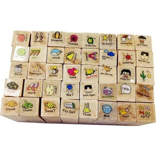 4sets/lot cute hand painted wooden stamp lovely diary pattern rubber stamps for DIY scrapbooking gift wholesale