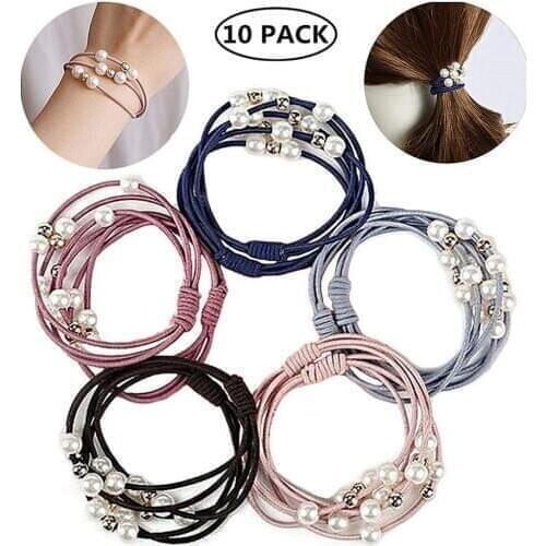 Girl High Elastic hair pearl ring braider head rope rubber band children hair accessories wome new headwear