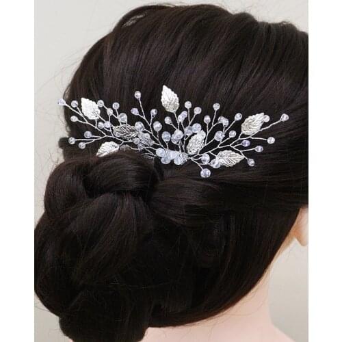 Silver Golden Head Accessories Leaves Crystal Handmade Bride Headdress for hair Ornaments Wedding Bridal Headwear Hair Comb Clip