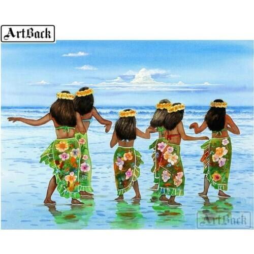 Full square drill diamond painting woman dance seaside 3d diamond embroidery crafts 3d mosaic new arrival home decoration