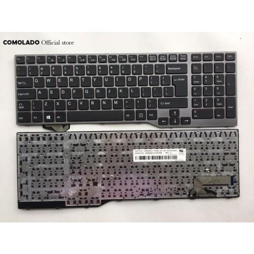 US-International Laptop Keyboard For Fujistu E754 Lifebook E557 E753 E756 E554 E556 CP670825-03 With Grey Frame US Layout