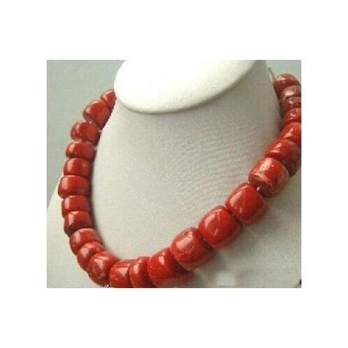FREE SHIPPING 0940 natural Red Coral Necklace large beads