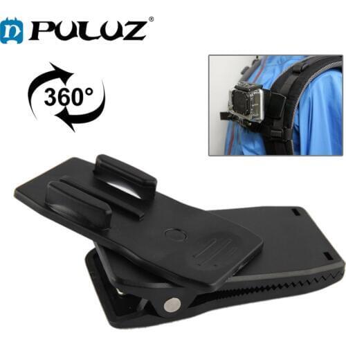 PULUZ 360 Degree Rotation Quick Release Backpack Rucksack Hat Clip Clamp Mount for GoPro And Other Sport Cameras