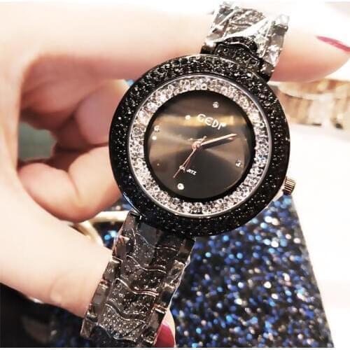 Fashion Color Shell Womens Watch Trend Steel Belt Quartz Watch Womens Wild Multi-Color Rhinestone Wrist Watch