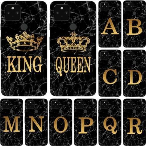 Phone Case for Google Pixel 5 4A 4 XL 5XL 4XL 4G 5G Marble Golden alphabet background Soft Print Cover Fundas