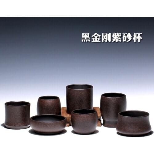 Two 】 yixing undressed ore purple sand cup sample tea cup all hand small black gold just master cup cup match