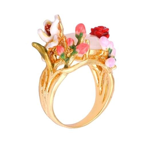 European and American New Product Fashion Trend Personality Temperament New High-quality Enamel Glaze Fresh Flower Ring Female