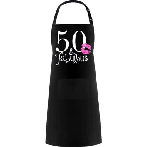 50 And Fabulous Kiss Lips apron Fifty years old 50th Birthday party BBQ dinner decoration mom wife gift present Photo props