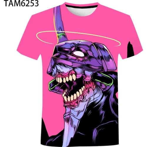 Japanese Anime Evangelion 3D Summer New Mens Womens Short-Sleeved T-Shirt Boys And Girls Cute Breathable Oversized Top