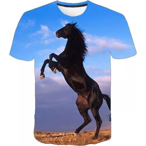 Summer Fashion Unisex Unicorn T-shirt Children Boys Short Sleeves 3D Print Tees Baby Kids Horse Tops For Girls Clothes