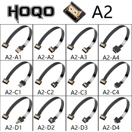A2 series Super short fpc ffc HDcord,ultra thin flat fpv HDMI-Compatible Cable flexible mini hdmi to micro hdmi ribbon wire 10cm