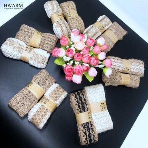 HWARM 12pcs/lot linen arts craft sewing fabric lace ribbon christmas wedding party decoration for home packing Creative Diy Deco