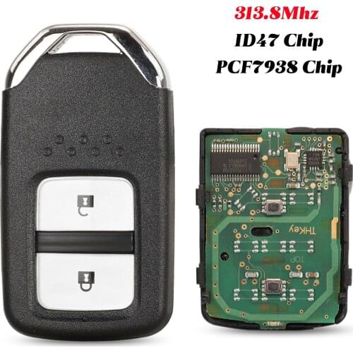 Jingyuqin 2 Buttons 313.8/315Mhz Remote Smart Car Key ID47 PCF7938 Chip Fob For Honda City Crider Jazz Shuttle Vezel With Blade