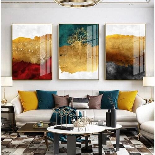 Nordic Modern Golden landscape Canvas Painting Picture and Print Poster for Living Room Wall Art Decorative Bedroom Home Decor