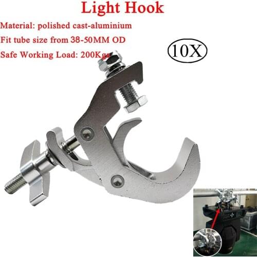 10Pcs/Lot Safe Working Load 200Kgs Lights Hooks Profession Aluminum Disco DJ Stage Equipment LED Moving Head Lights hanging hook