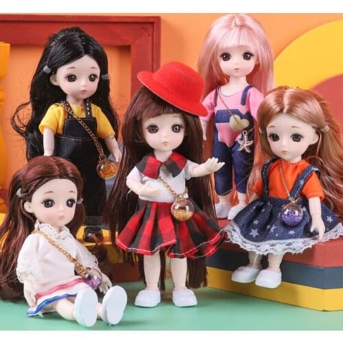 New 17cm Fashion Doll BJD Dolls Body Make-up 3D Eyes Long Wig Hair Beautiful Princess Baby Girl Dolls DIY Toy for Girls