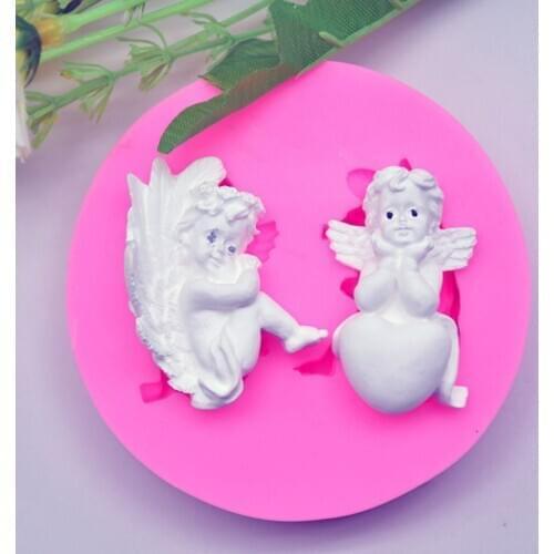 Cute Baby Angel Wings Love Heart Prayer Pendant Keychain Silicone Resin Mold Epoxy Resin DIYJewelry Making Tools