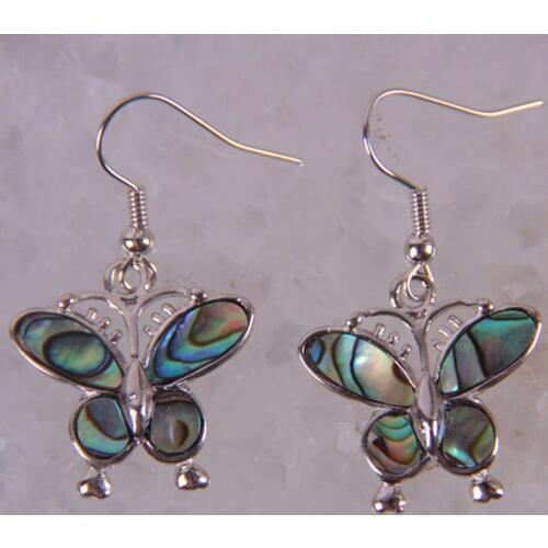 New Zealand Abalone Shell Bead Butterfly Fashion Earrings Jewelry T144