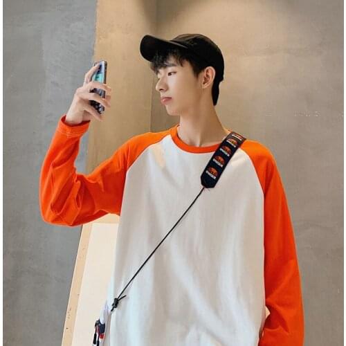 Man Casual Tees Tops 5Xl Korean Men Long Sleeve t Shirts Fashion Patchwork Basic Mens T-Shirt 2020 Harajuku