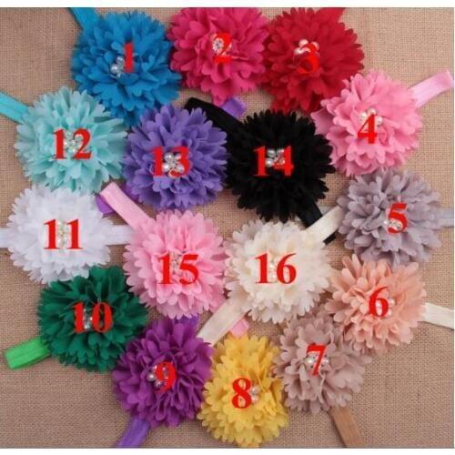 New Fashion Hot children kids Baby girls pearl diamond chiffon flower Headband Headwear Hair Band Head Piece Accessories YH542