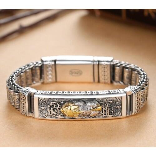 New Product Lucky Jinbao Passepartout Bracelet Silver Mens Transfer Beads Ins Personality Trend