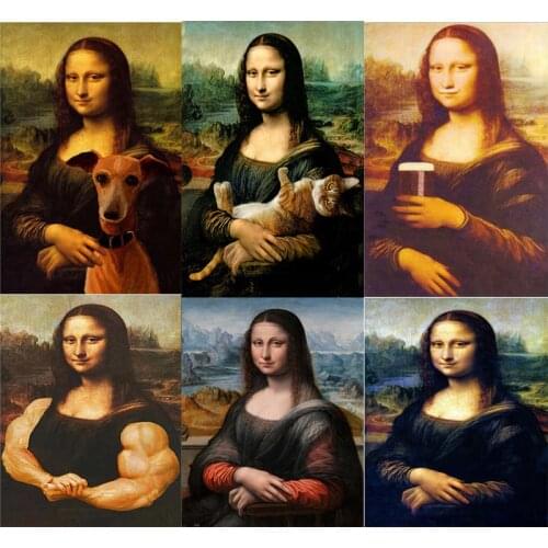 Full Square/Round Drill 5D diamond embroidery Mona Lisa cat and dog diamond Painting Rhinestones mosaic Cross stitch Decor