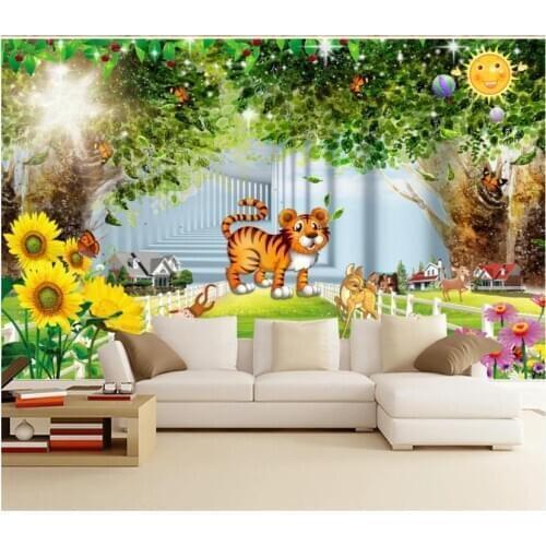 Custom photo wallpaper 3d murals wallpaper for walls 3 d forest woods beautiful cartoon childrens room decorative painting wall