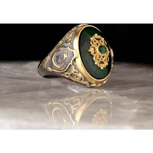 Lapping Paved Zircon Gemstone 925 Sterling Mens Silver Ring