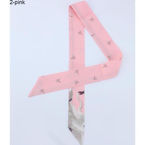 Bag Scarf 2019 New Brand Goose Small Silk Scarf For Women Red-crowned Crane Print Head Scarf Handle Bag Ribbons Long Scarves
