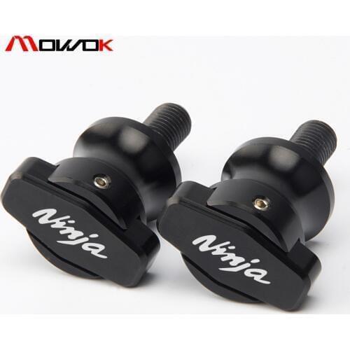 Motorcycle M10 stand screws Swingarm Spools For Kawasaki NINJA 250R/300R/400R/500/650R/750R LOGO ninja