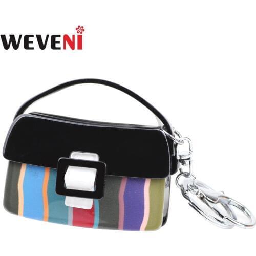 WEVENI Original Unique Handbag Shape Key Chain Key Ring Bag Charm Trendy Jewelry For Women Drop Shipping Keychain Wholesale