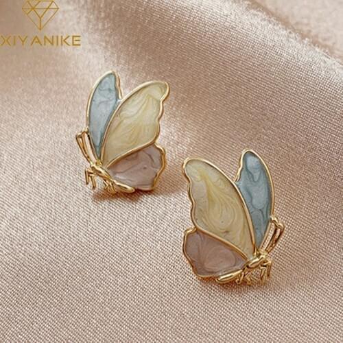 XIYANIKE Charming Beautiful Butterfly Earrings For Women Elegant Fashion Stud Earrings Fairy Temperament Jewelry Accessories