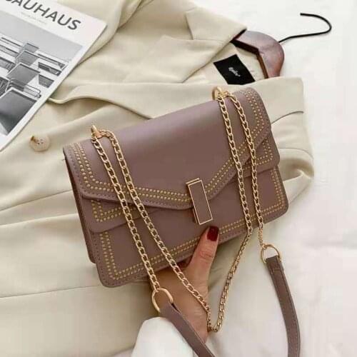 2021 new embroidery thread female bag Korean fashion trend one shoulder messenger bag lock chain bag