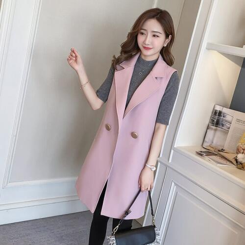 Womens Spring Vest Long Female Vest Waistcoat for Women Large Size Sleeveless Cardigan Trench Vests Ladys Coat Female