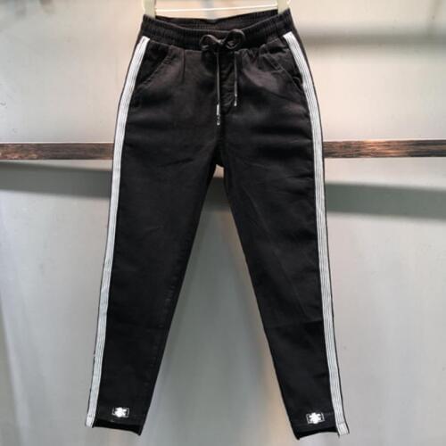 Plus size 26-31!2020 autumn new casual elastic waist side jeans women loose fashion harem pants