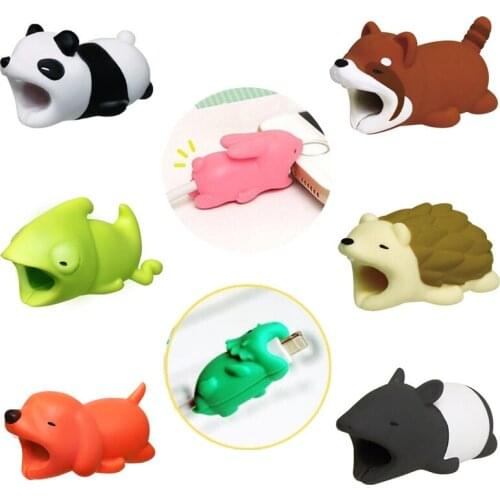 1pc Cartoon Animal Cable Storage Holder Funny Cable Doll Toy Protective Cover For iPhone USB Case Cable Winder Protector