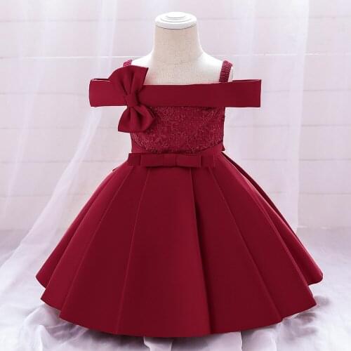 2020 New Baby Girl Princess Dress One-Shoulder Girl Childrens Princess Clothes Birthday Dress One-Year-Old Girls Bow Dresses