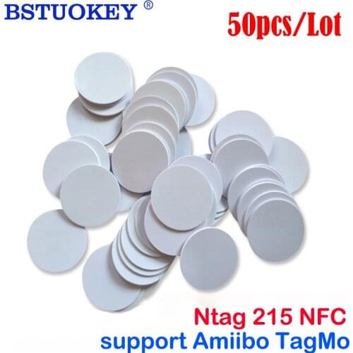 50Pc/lot Ntag215 NFC Tags Sticker Phone Available No Adhesive Labels RFID Tag 25mm 13.56MHz Ntag 215 Coin NFC Tag Key