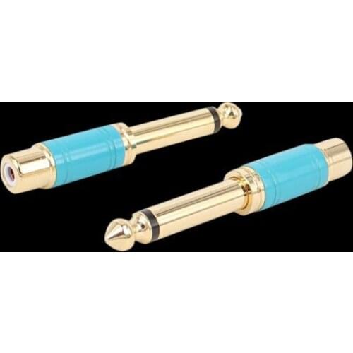 6.35mm 1/4" Male Mono Plug to RCA Female 6.5mm Jack Audio Stereo Adapter Connector Plug Converter Sound Mixer